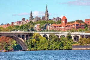Universities And College Prints: Key Bridge Print over Potomac River