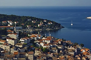 View of the harbor and Adriatic Sea, from Hvar Castle, Hvar Island, Croatia View of the harbor and Adriatic Sea, from Hvar Castle, Hvar Island, Croatia