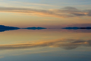 View of Ogden Bay and Fremont Island at Sunset from Antelope Island Causeway, Antelope View of Ogden Bay and Fremont Island at Sunset from Antelope Island Causeway, Antelope