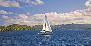 A view of a sail boat at Chrismas Cove, Great St. James Island U.S. Virgin Island A view of a sail boat at Chrismas Cove, Great St. James Island U.S. Virgin Island