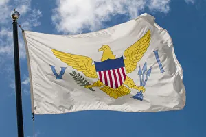 US Virgin Islands flag, Frederiksted, St. Croix, US Virgin Islands US Virgin Islands flag, Frederiksted, St. Croix, US Virgin Islands