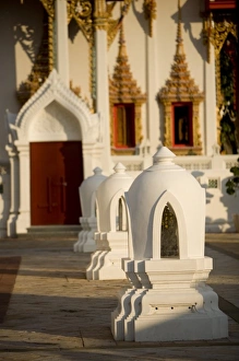 Temple Architecture In Thailand Prints: Wat at sunset