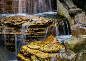Waterfall at Chi Lin Nunnery and Nan Lian Garden, Kowloon, Hong Kong, China Waterfall at Chi Lin Nunnery and Nan Lian Garden, Kowloon, Hong Kong, China