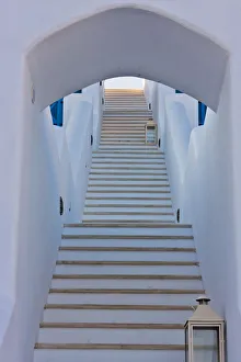 White house on the coast of Aegean Sea. Oia, Santorini Island, Greece White house on the coast of Aegean Sea. Oia, Santorini Island, Greece