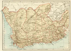 Cape Town Prints: Print of Cape Colony Map, 1870s South Africa