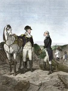 Alexander Hamilton Prints: First Meeting Print: Washington and Hamilton in Continental Army Uniforms