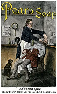 Barber shaving a customer with a razor Barber shaving a customer with a razor