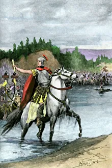 Caesar leading the Roman army across the Rubicon Caesar leading the Roman army across the Rubicon