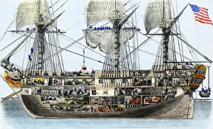 Cutaway view of an American warship Cutaway view of an American warship
