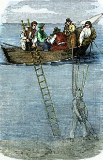 Diver collecting amber in the Baltic Sea, 1850s Diver collecting amber in the Baltic Sea, 1850s