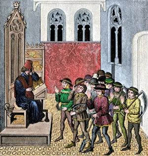 Feudal lord instructing peasant workers Feudal lord instructing peasant workers