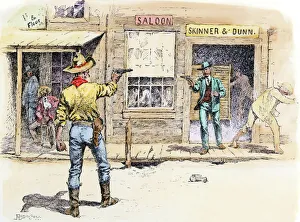 Gunfight in the street of a western town Gunfight in the street of a western town