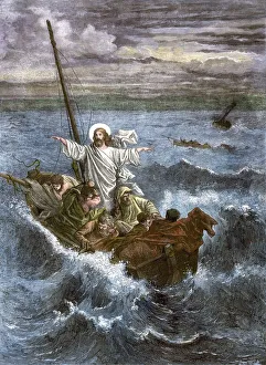 Jesus calming the storm on the Sea of Galilee Jesus calming the storm on the Sea of Galilee