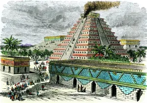 Temple Prints: Aztec Temple Ceremony Print