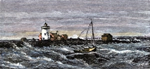 Lighthouse off the Massachusetts coast, 1870s Lighthouse off the Massachusetts coast, 1870s