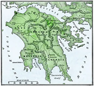 Map of the Peloponnesus of ancient Greece Map of the Peloponnesus of ancient Greece