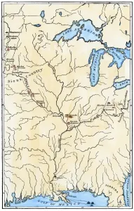 Map Prints: Mandan Migration Print, 1837 Hand-Color Woodcut Map