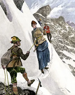 Mountain climbers in the Alps, 1880s Mountain climbers in the Alps, 1880s