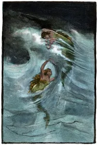 Woodcut Artwork Prints: Mermaids