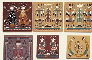 Navajo sand paintings preserved on tiles Navajo sand paintings preserved on tiles