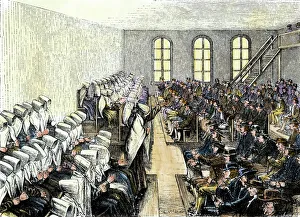 Quaker worship service in Philadelphia, 1800s Quaker worship service in Philadelphia, 1800s