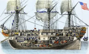 Warship Prints: Cutaway View of an American Warship Print