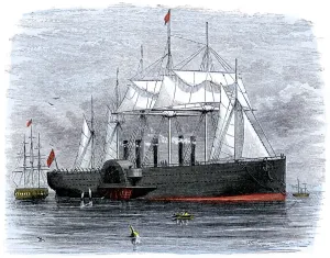 Great Eastern Ship Prints: Great Eastern laying transatlantic telegraph cable