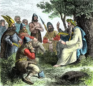Storyteller reciting Viking sagas Storyteller reciting Viking sagas
