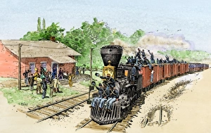 Troop train taking Union soldiers to the front Troop train taking Union soldiers to the front