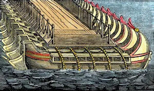 Xerxes bridge of boats across the Hellespont, 480 BC Xerxes bridge of boats across the Hellespont, 480 BC