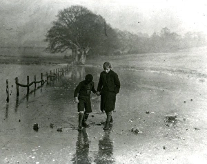 West Sussex Record Office Archive Prints: Testing the ice for ice skating