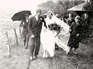 West Sussex Record Office Archives Prints: Wedding in the rain