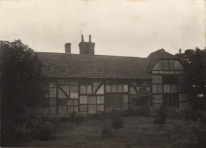 Prints of A large, timber framed house near Ardingly overlooking the houses front garden. John Fletcher Collection (Photographer): Wanderings in Sussex' Sussex Prints: Ardingly Print: Timber Framed House, 1906
