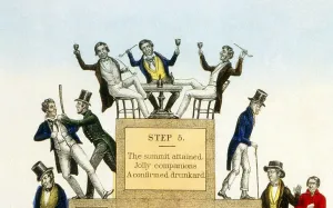 Temperance Movement History Prints: The drunkard's progress. Hand-colored lithograph, ca. 1846