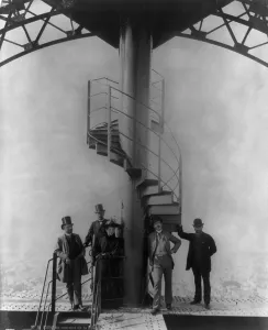 Eiffel Tower History Prints: Gustave Eiffel and four others at the summit of the Eiffel Tower