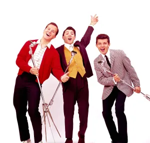 Men's Fashion 1960s Prints: COKE TIME, from left: host Pat Boone
