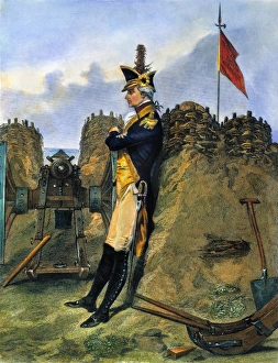 (1755-1804). Hamilton at Yorktown in 1781. Steel engraving, 1858, after a painting by Alonzo Chappel (1755-1804). Hamilton at Yorktown in 1781. Steel engraving, 1858, after a painting by Alonzo Chappel