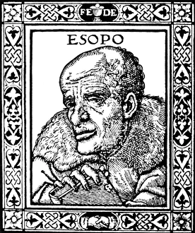 AESOP (c620-560). Reputed Greek fabulist. Woodcut, Venetian, 1492 AESOP (c620-560). Reputed Greek fabulist. Woodcut, Venetian, 1492