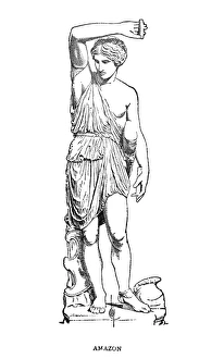 Greek Mythological Female Figures Prints: AMAZON. Engraving, c1900, after an ancient statue
