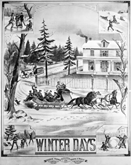 AMERICA: SLEIGHING, 1881. Winter Days. Lithograph by Gaylord and Watson, 1881 AMERICA: SLEIGHING, 1881. Winter Days. Lithograph by Gaylord and Watson, 1881