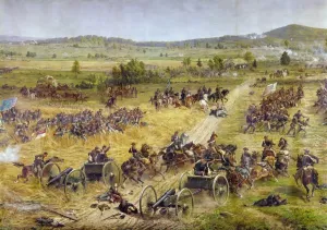 Print of the 72nd Pennsylvania Infantry Regiment charging at Gettysburg