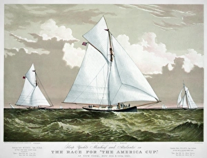 AMERICA'S CUP, 1881. The American winner, Mischief with the Canadian challenger AMERICA'S CUP, 1881. The American winner, Mischief with the Canadian challenger