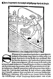 ANGLER, 1496. Woodcut of an angler from Dame Juliana Barnes Treatise of Fishing with an ANGLER, 1496. Woodcut of an angler from Dame Juliana Barnes Treatise of Fishing with an