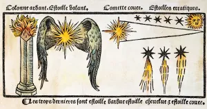 Astronomy Prints: Colored Woodcut Print of Comets, 1496