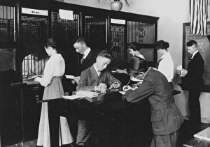 BANK, 1910. Students participating in a school savings program at an American bank BANK, 1910. Students participating in a school savings program at an American bank