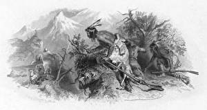American Indian Warfare Prints: BANKNOTE: NATIVE AMERICAN ATTACK. American banknote engraving, 19th century