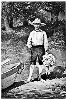 BAREFOOT BOY. Illustration for an edition of John Greenleaf Whittiers poem BAREFOOT BOY. Illustration for an edition of John Greenleaf Whittiers poem