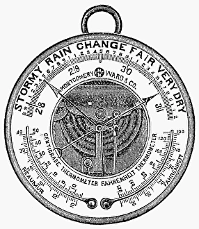 Line Engraving Art History Prints: BAROMETER, 1900. Aneroid barometer
