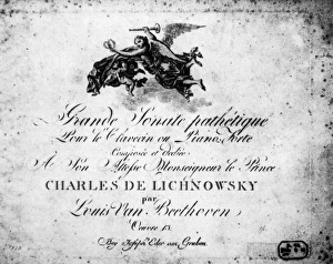 BEETHOVEN: MANUSCRIPT. Title page, with dedication to Prince Karl Max BEETHOVEN: MANUSCRIPT. Title page, with dedication to Prince Karl Max