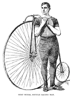 Bert Myers, bicycle racing man. Drawing, 1890 Bert Myers, bicycle racing man. Drawing, 1890